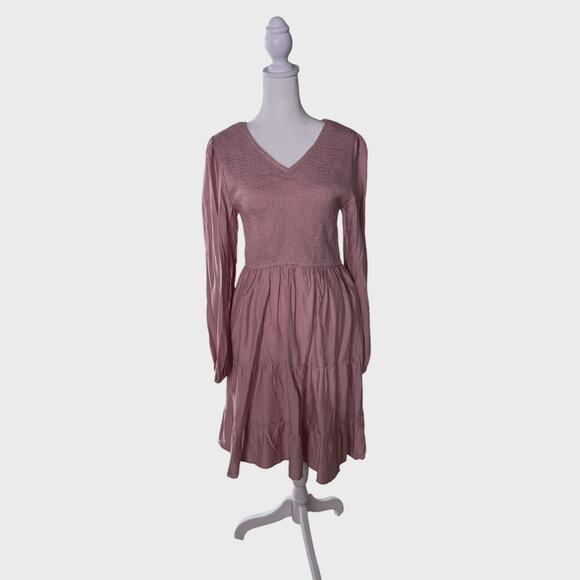 ZESICA Women's Casual V Neck Long Sleeve Smocked High Waist Ruffle Size M - Picture 6 of 9